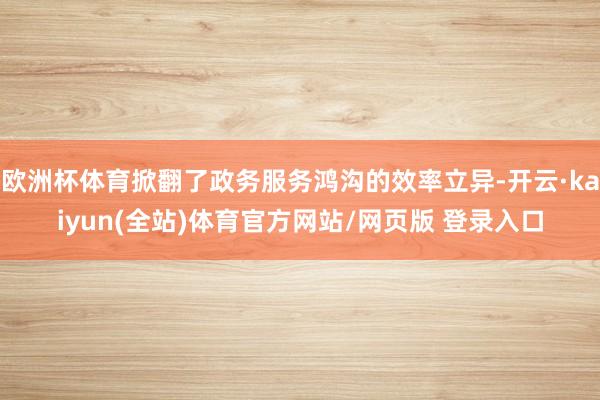 欧洲杯体育掀翻了政务服务鸿沟的效率立异-开云·kaiyun(全站)体育官方网站/网页版 登录入口