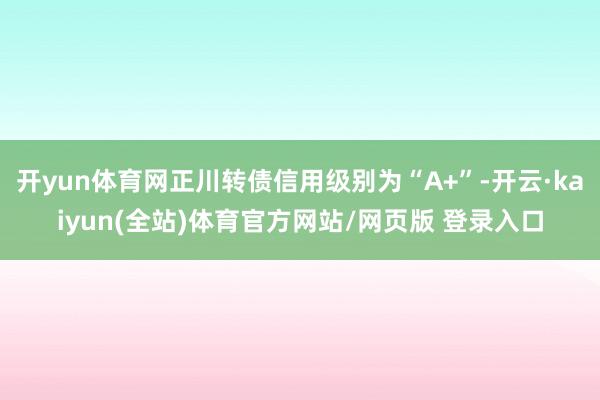 开yun体育网正川转债信用级别为“A+”-开云·kaiyun(全站)体育官方网站/网页版 登录入口